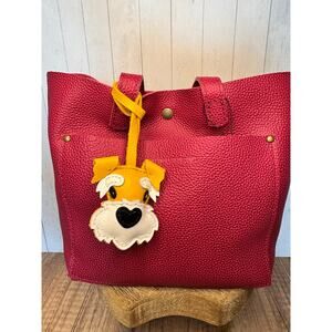 Genuine Leather Dog Purse Charm Yellow Schnauzer Bag Charm Purse Dog lover